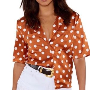 nasty gal run circles around 'em polka dot shirt